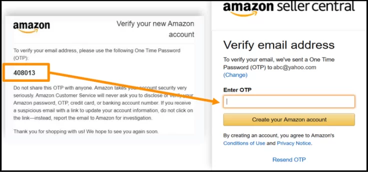 Màn hình đăng ký Amazon Seller Central phần verify business information - Amazon Seller Central registration screen – business information verification section